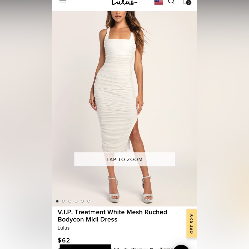 New, with tags. white lulus bodycon dress. Little too small for me. Size small.